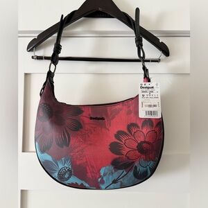 Desigual Red and Blue Floral Hobo Bag